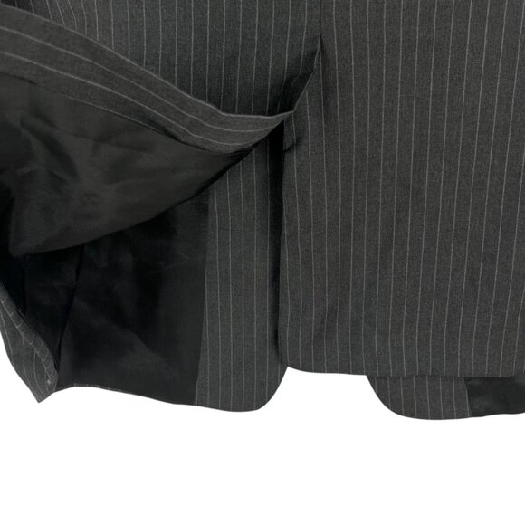 Hickey Freeman Men's Black Pinstripe Wool Blazer Jacket Coat Size 46 Long - Picture 6 of 12